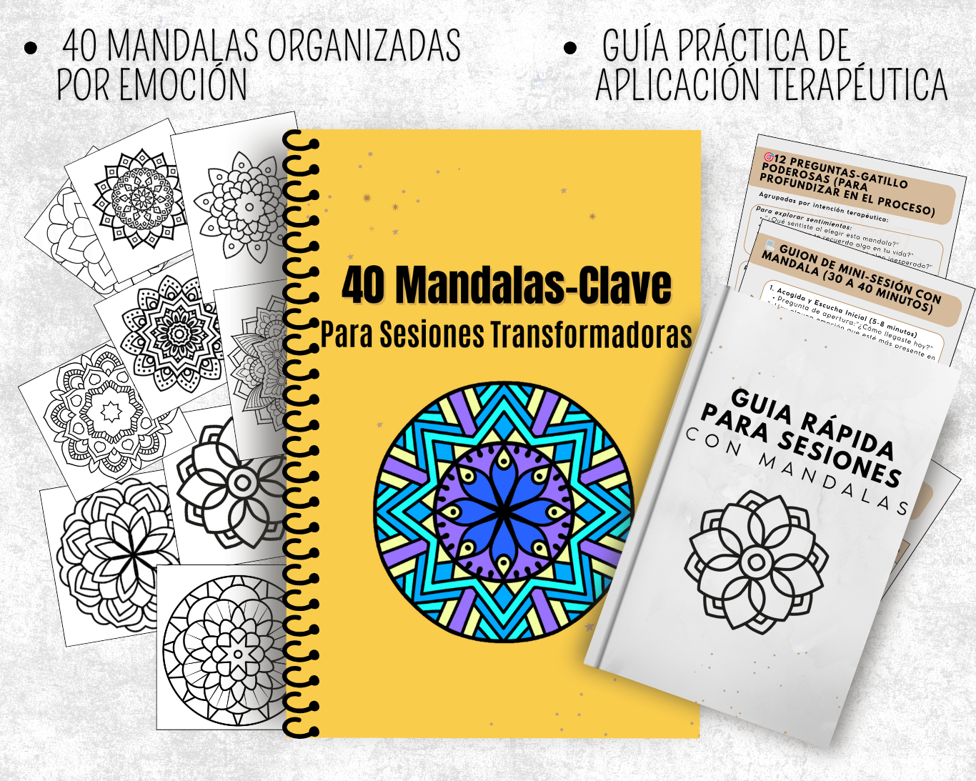 Kit MandalaTerapia: 40 Mandalas-Clave para Sesiones Transformadoras