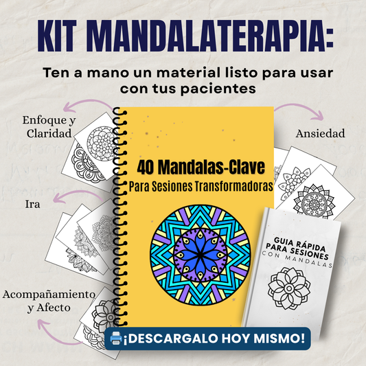 Kit MandalaTerapia: 40 Mandalas-Clave para Sesiones Transformadoras + GUIA